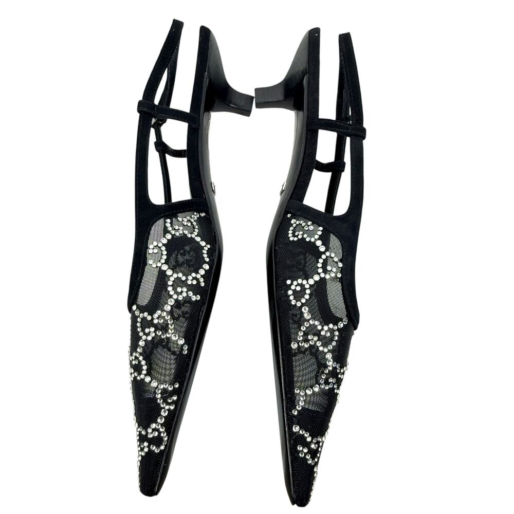 New Gucci Tom GG Crystal Monogram Slingback Pumps Black Size 36 - Picture 7 of 10